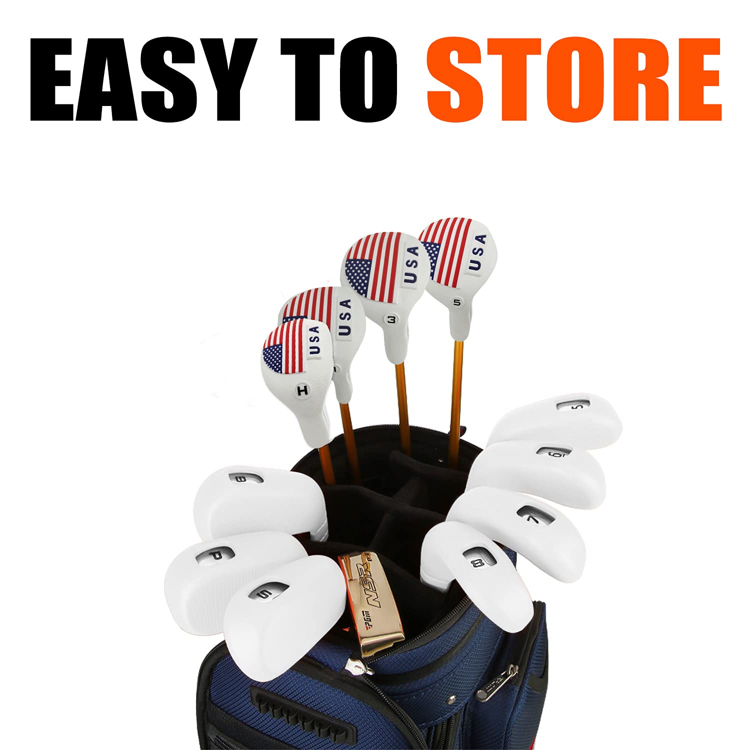 Pgm Golf Club Covers 10Pcs Or 2Pcs Iron Head Covers With No. Opening Easy On Off Protective Washable Golf Headcovers Fit Most Ri