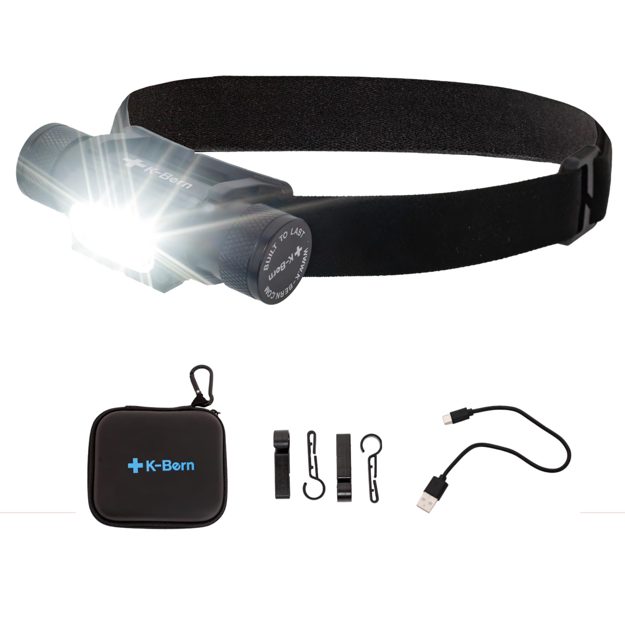 K-Bern Rechargeable Headlamp - 1850 Lumen, Ultra Bright Head Lights for Forehead. Waterproof, Lightweight, Aluminum, UL Listed 3