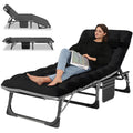 Lilypelle Portable Folding Cot Bed, Adjustable 6-Position Adults Reclining Chaise With Pillow, Outdoor Portable Lounge Chair Sle