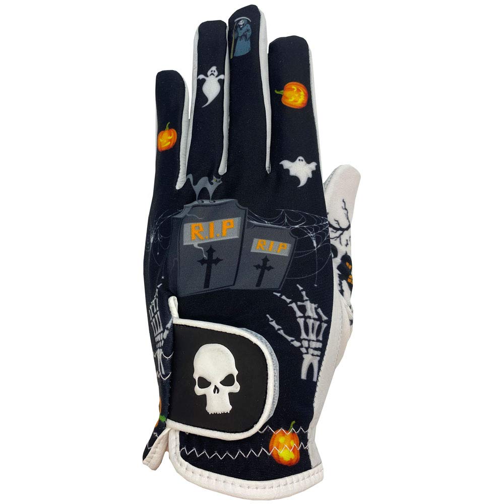 Giggle Golf Women'S Golf Glove (Large, Worn On Left Hand, Black Halloween)