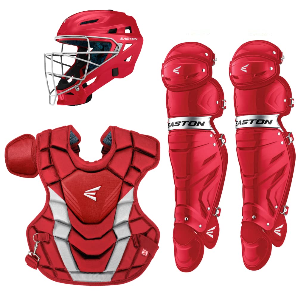 Easton Gametime Baseball Catchers Equipment Box Set, Intermediate, Red
