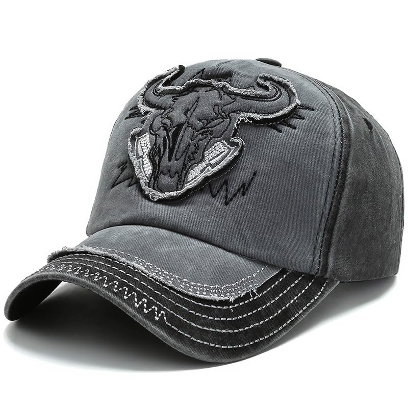Alexvyan Black Bull Printed Cotton Men Sun Visor Cap Baseball Adjustable Sport Summer Cap For Golf Tennis Cricket Cycling Runnin