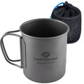 Cook'N'Escape 375Ml Camping Mug, Small Titanium Cup With Lightweight Backpacking Coffee Mug Foldable Handle For Outdoor Hiking P
