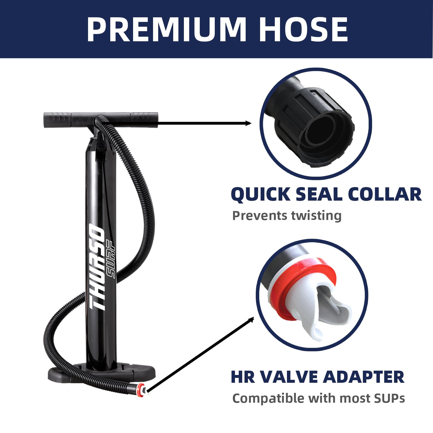 Thurso Surf Inflatable Stand Up Paddle Board Hand Pump Sup Inflation And Deflation Double Action 29 Psi External Tube Low Fricti