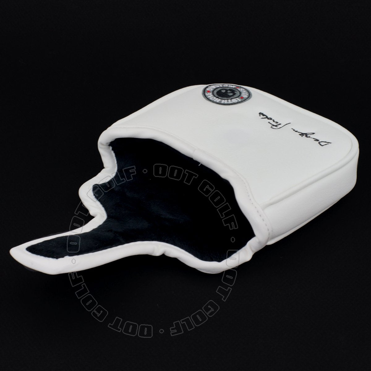 19Th Hole Custom Shop Skull And Rose High-Moi Mallet Putter Headcover, Heel Shaft, White, Golf Head Cover