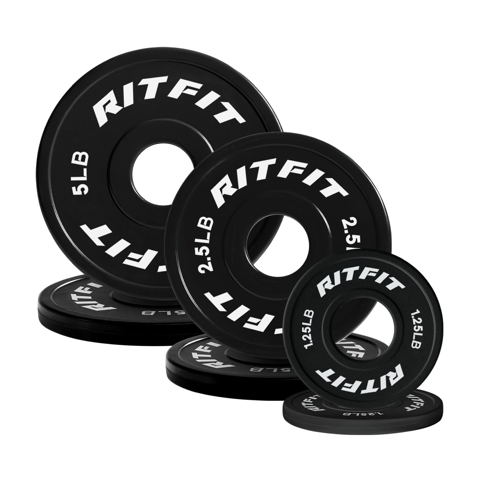 RitFit Fractional Rubber Weight Plates, Colored Bumper Plates for Starting Strength and Progressive Overload Training, Pair and 