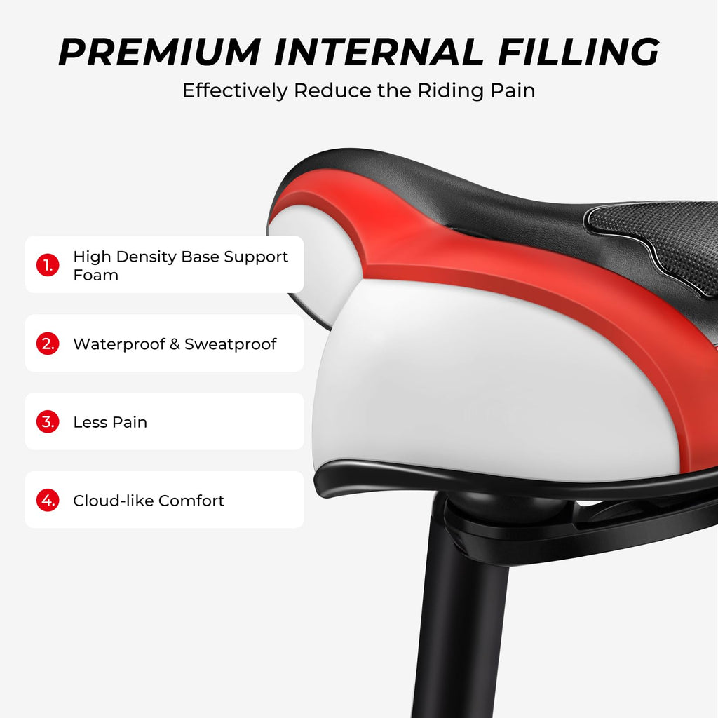 Youngdo Bike Seat - Comfortable Gel Foam Padded Leather Bicycle Seat, Wide Bike Saddle Cushion For Women And Men, Universal Fit,