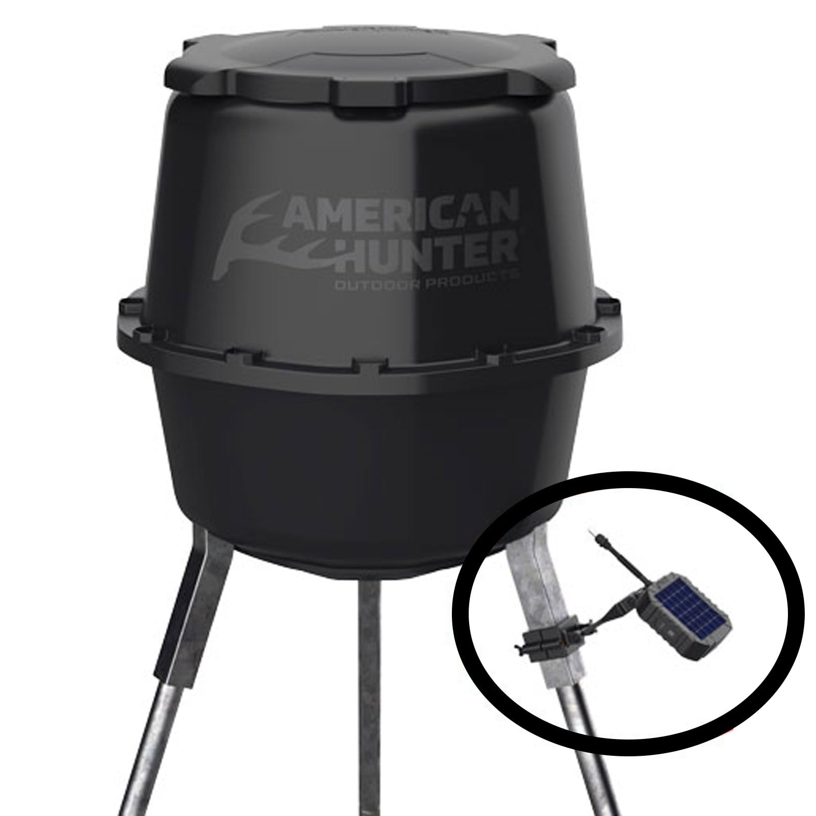 American Hunter 6V Power Universal Versatile Durable Solar Panel With Battery And Mounting Brackets Included For Game Feeders,Bl