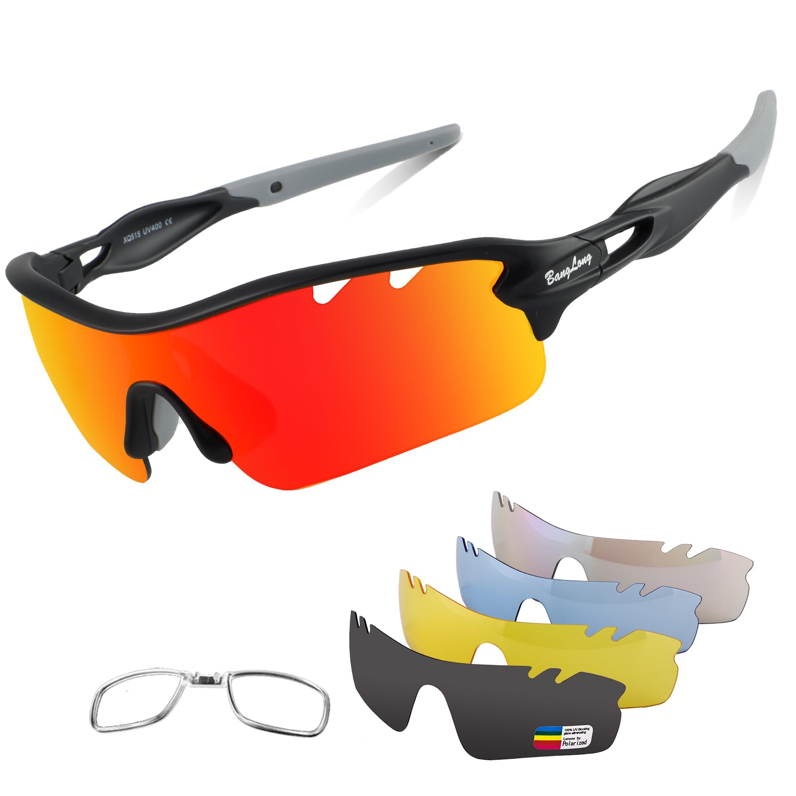 Polarized Sports Sunglasses For Men Women With 5 Interchangeable Lenes For Cycling Sunglasses Running Baseball Golf Softball Dri