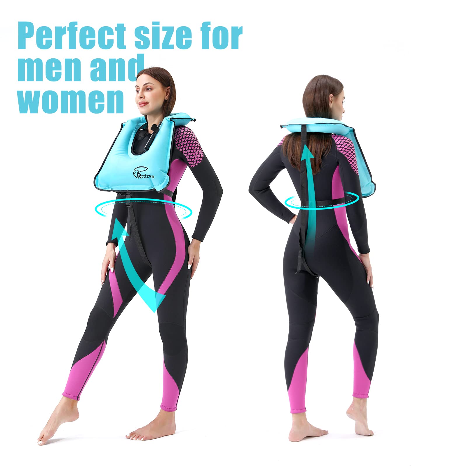 Rrtizan Snorkel Vest, Adults Portable Inflatable Swim Vest Buoyancy Aid Swim Jackets For Men & Women