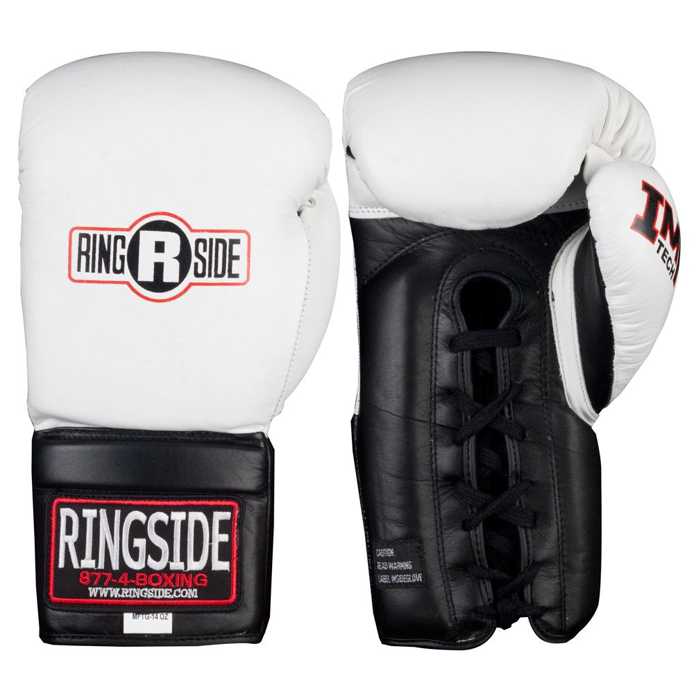 Ringside Imf Tech Sparring Boxing Lace Up Gloves (Black, 14-Ounce)