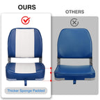 Leader Accessories A Pair Of New Low Back Folding Boat Seat(2 Seats) (B-Whiteblue)