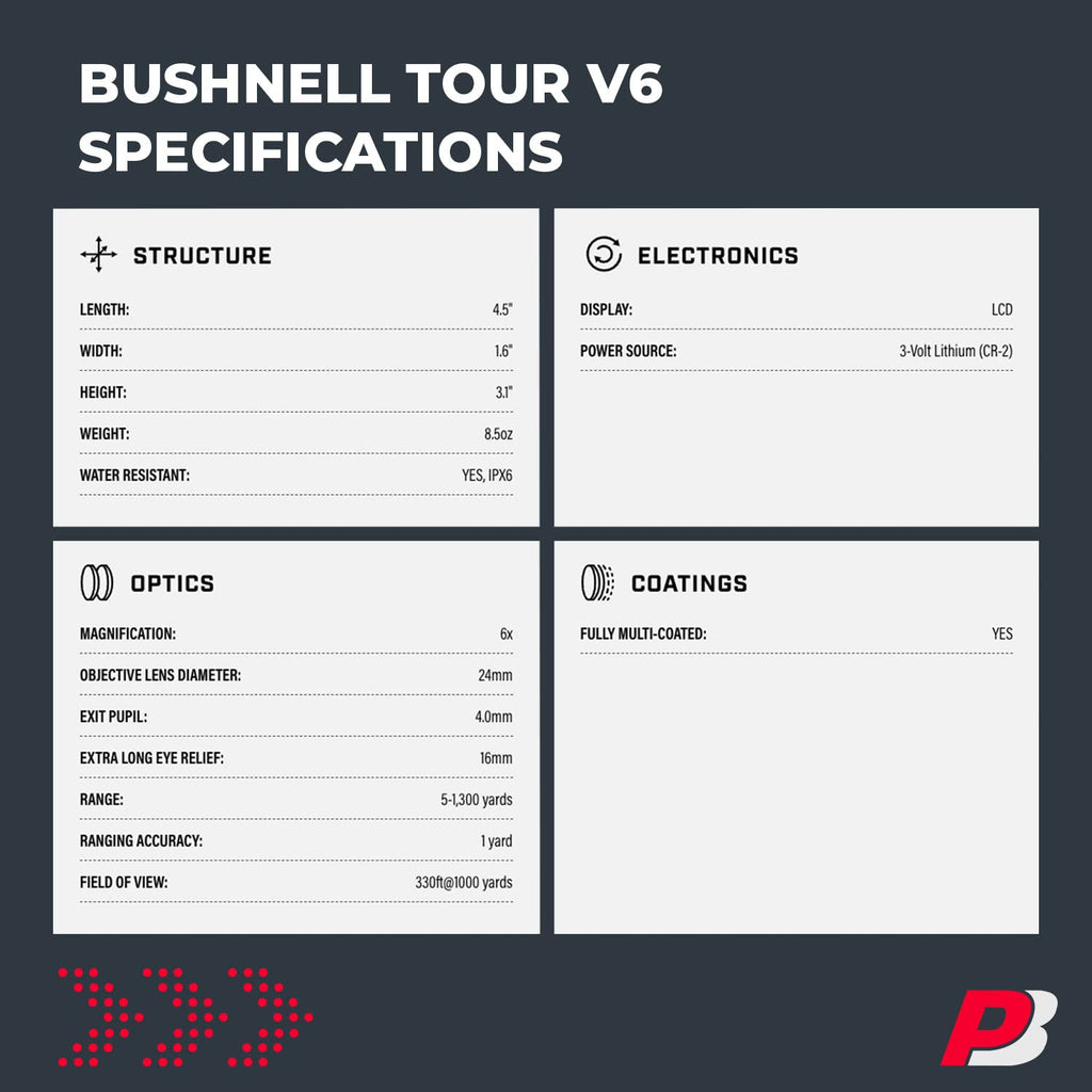 Bushnell Tour V6 Golf Rangefinder  Pinseeker With Visual Jolt, Bite Mount, & Ipx6 Rating  Bundle With Bushnell Golf Carrying Cas