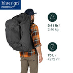Osprey Farpoint 70L Mens Travel Backpack, Black, One Size