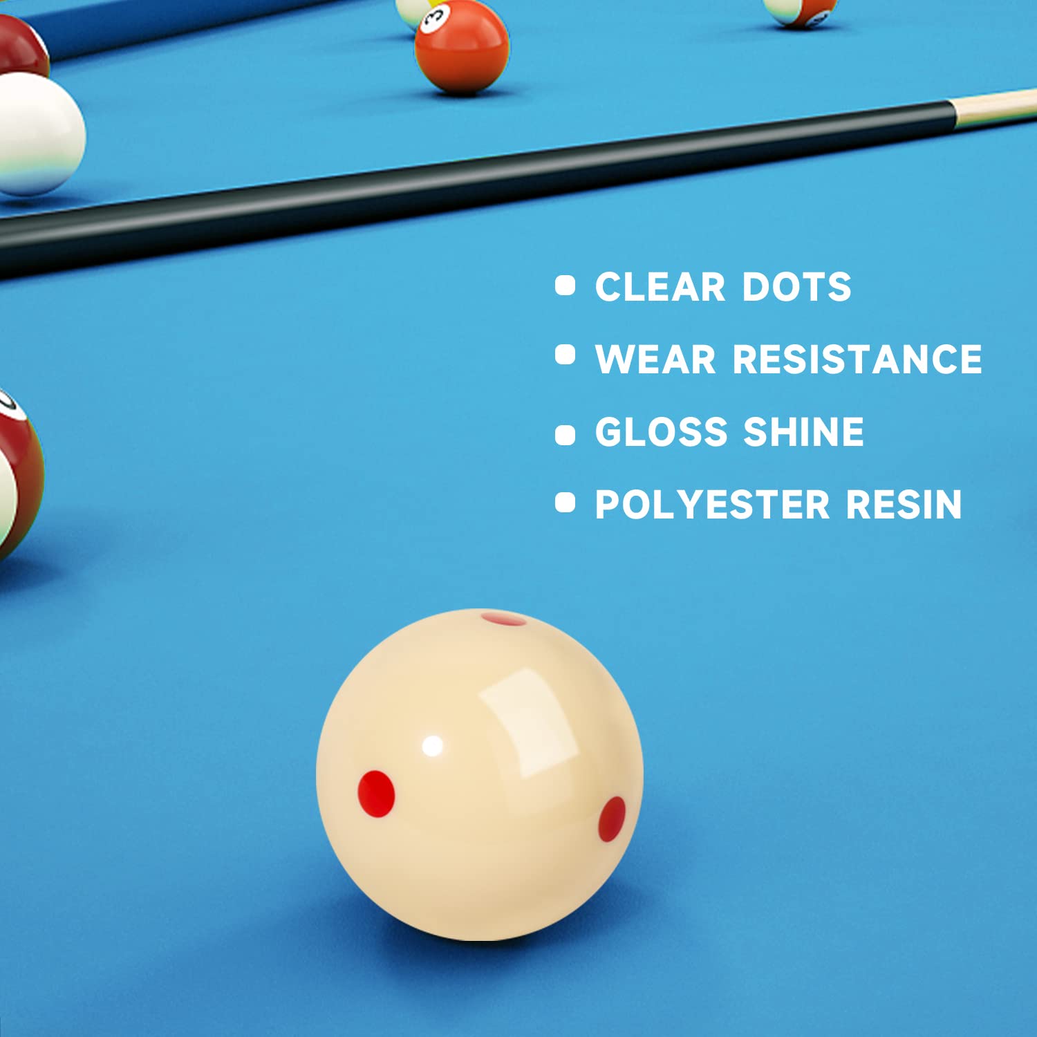 Gse Billiard Practice Training Cue Ball, Aaa-Grade Pro Cup Standard Pool Billiard Cue Ball With 6 Red Dots(6 Oz 2-14)