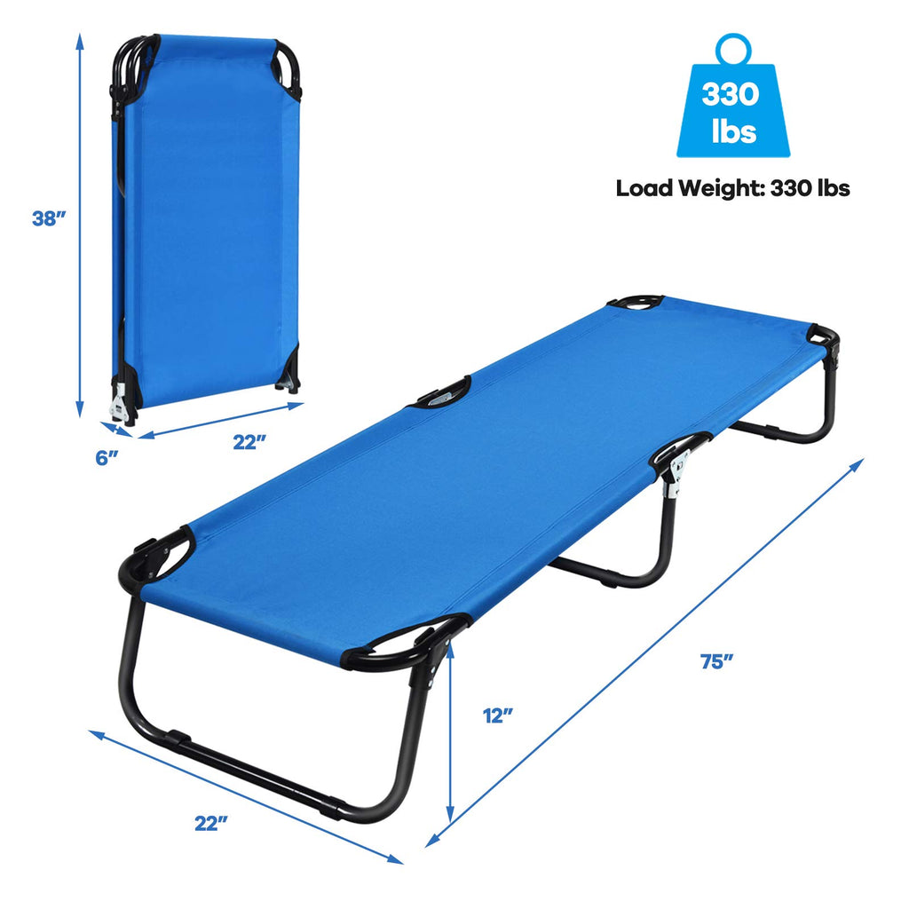 Gymax Folding Camping Cot, Portable Ultralight Compact Sleeping Cot Bed For Adults With Oxford Fabric, For Outdoor Travel Backpa