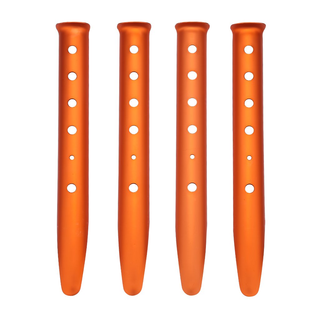 Bluecell 4Pcs Orange Color Aluminum Tent Stakes For Camping In Snow And Sand Tent Boating Hiking Backpacking Picnic Shelter Shad