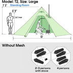 4 Persons 5Lb Lightweight Tipi Hot Tent With Stove Jack, 7'3'' Standing Room, Teepee Tent For Hunting Family Team Backpacking Ca