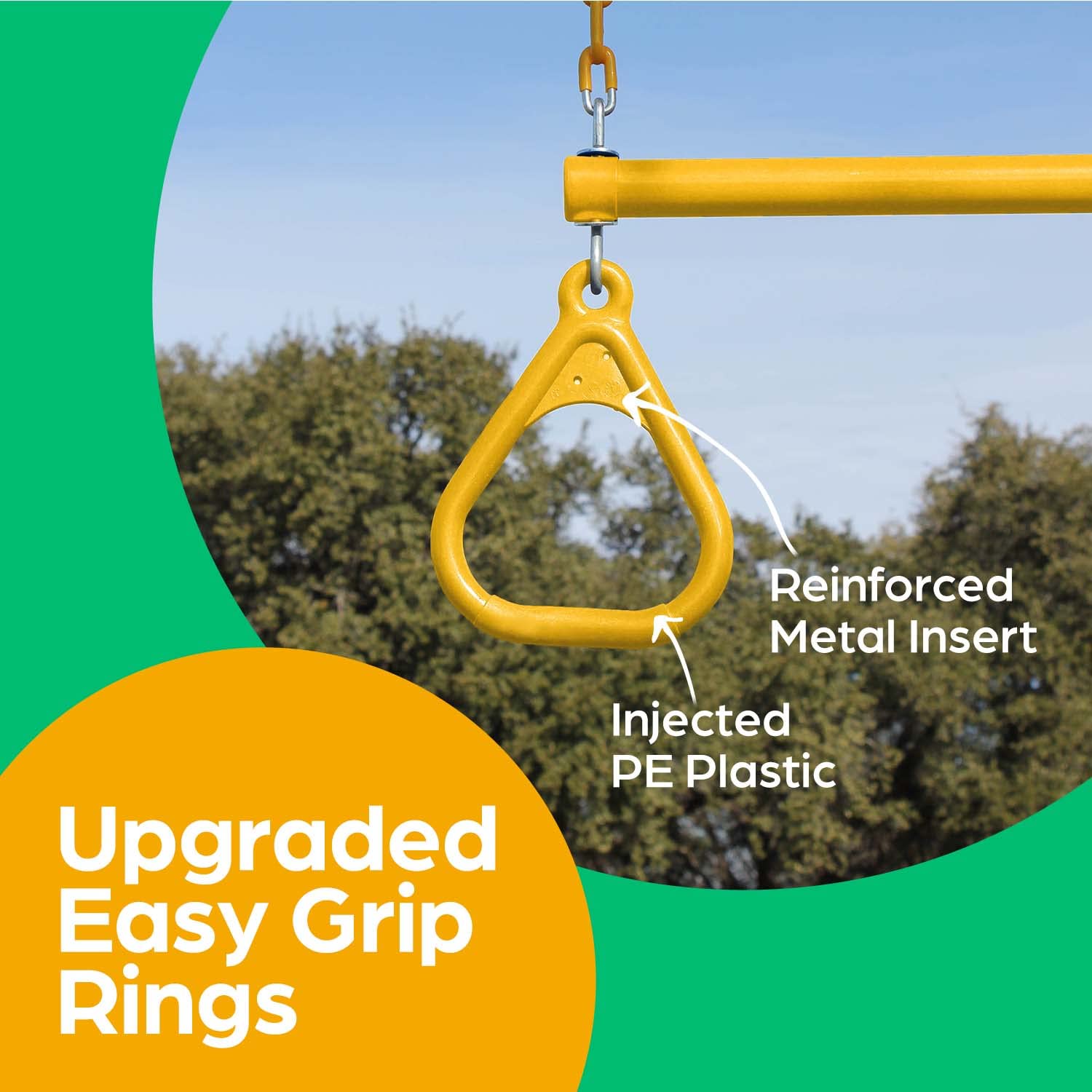 Jungle Gym Kingdom Swing Sets For Backyard, Monkey Bars & Swingset Accessories - Set Includes 18'' Trapeze Swing Bar & 48'' Heav