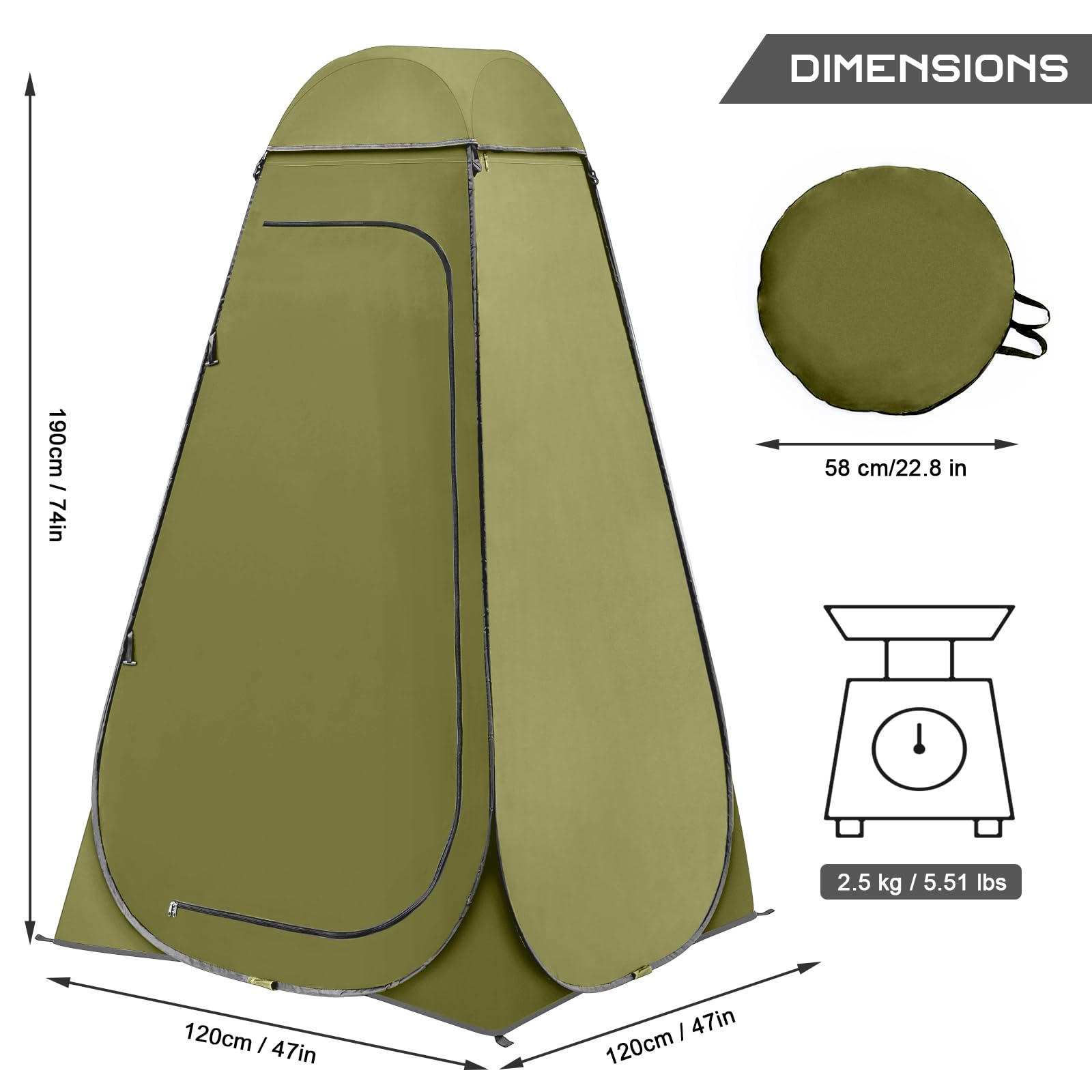 Brian & Dany Pop Up Shower Tent, Portable Changing Tent With Rain Shelter & Windows, Privacy Camping Tent For Hiking Beach, Upf