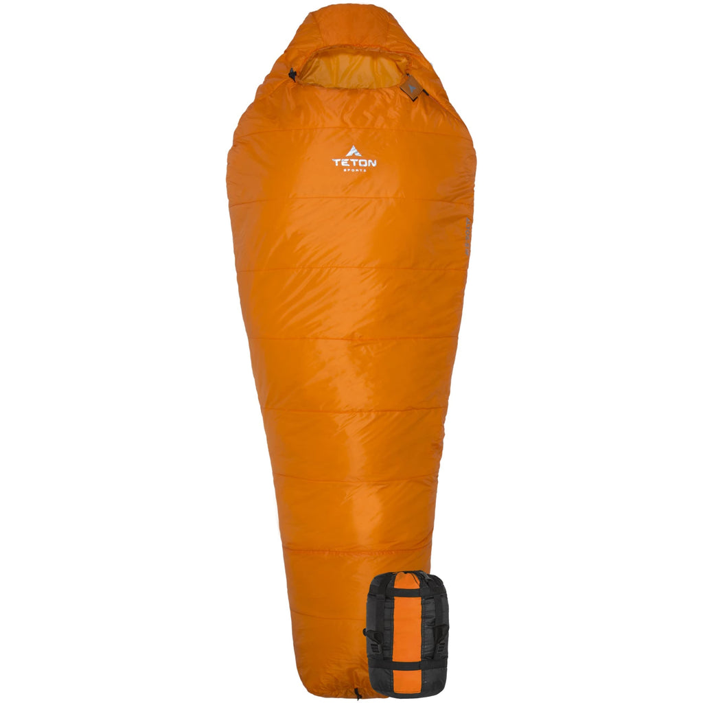 Teton Sports Altos-S 0F Ultralight Mummy Sleeping Bag For Camping, Hiking, Backpacking (Orange), 84 X 32 X 3''