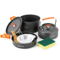 Odoland 10Pcs Camping Cookware Camping Pots And Pans Set With Kettle Plastic Bowls And Soup Spoon For Camping, Backpacking, Outd