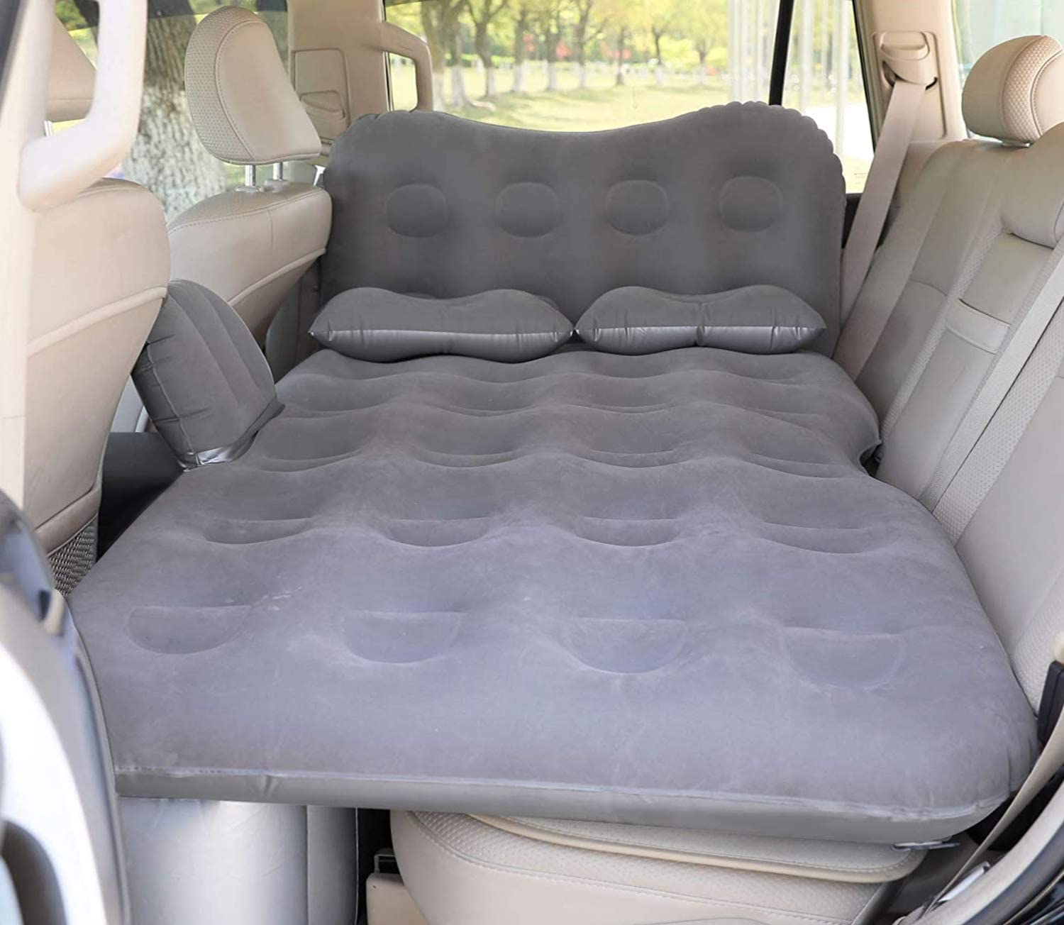 SAYGOGO Inflatable Travel Mattress - Thickened Camping Bed Sleeping Pad with Air Pump, 2 Pillows for SUV, Sedan, Pickup Back Sea