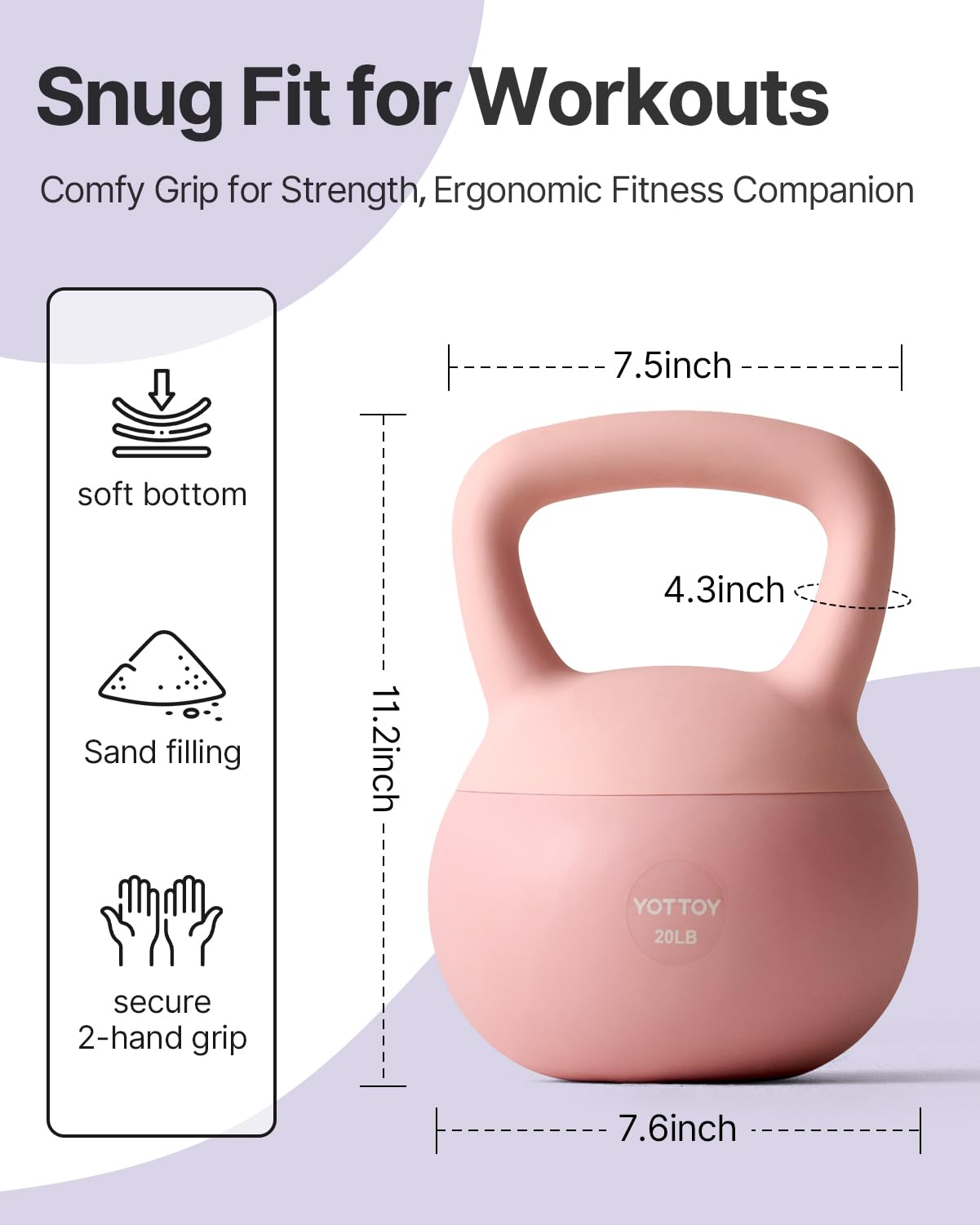 YOTTOY Soft Kettlebell,Kettlebell Anti-Slip Grip Weight for Home Workouts, Kettlebells Set Strength and Safety Guaranteed (20LB-