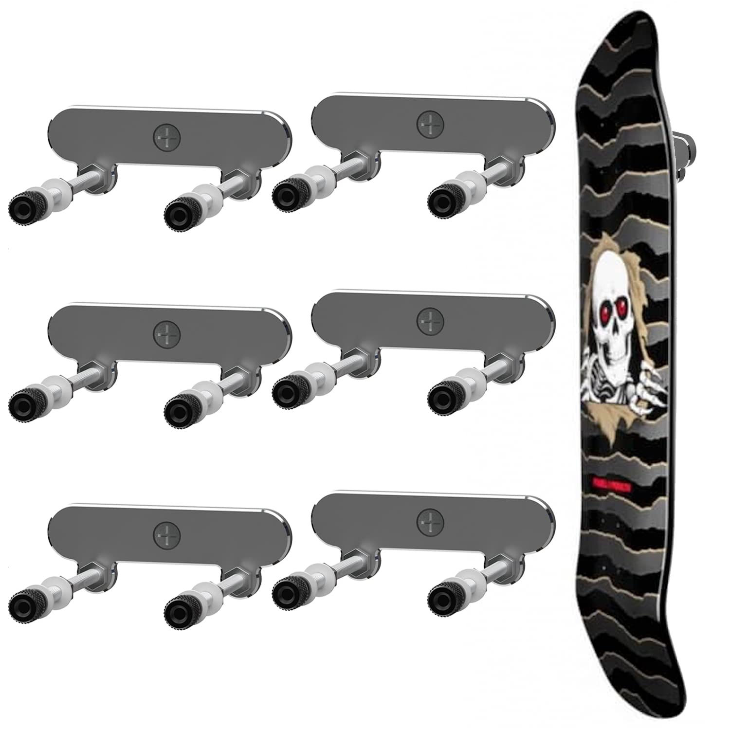 Ezbnb 6 Packs Skateboard Wall Mount Aluminum Skateboard Hanger For Skateboard Deck Display Skateboards Storage Horizontal & Floa