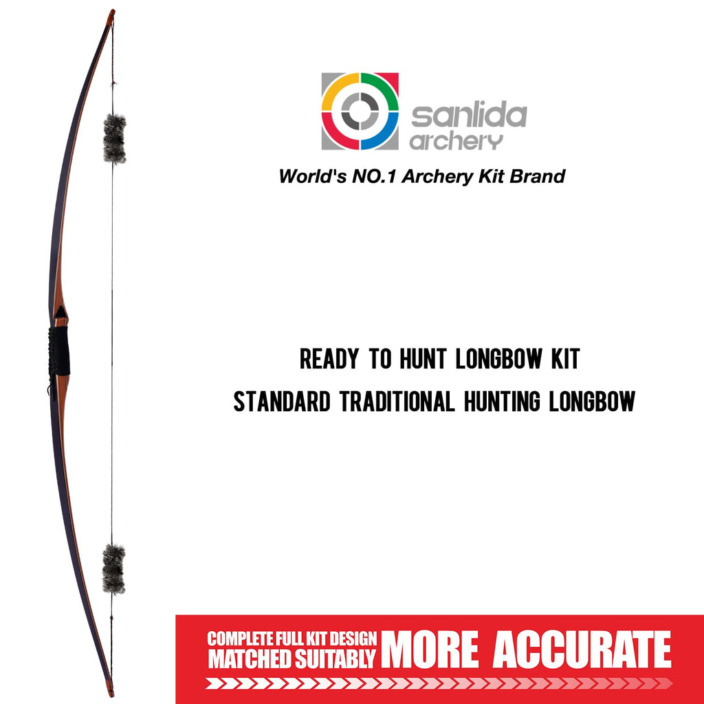 Sanlida Archery 68    Royal X8 Longbow Traditional Wooden Hunting Bow Handmade Hunting Bow And Arrows Kit For Adults & Tradition