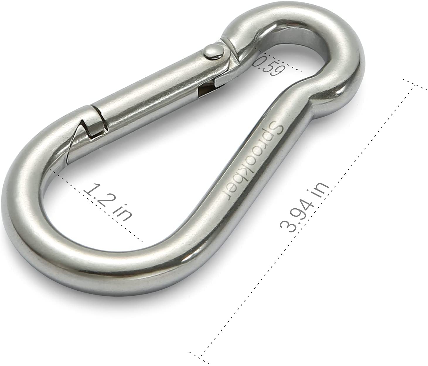 Sprookber Stainless Steel Carabiner Spring Snap Hook - 304 Stainless Steel Heavy Duty Clips, Set Of 4 (4 Inch)