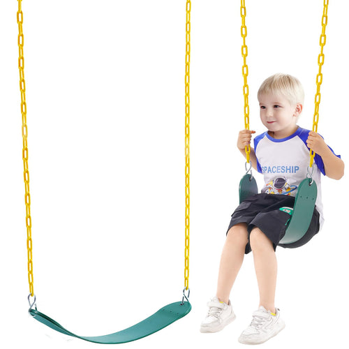 2-Pack Swing Seats, Support 300 Lbs Swings Replacement For Outdoor Swing Set, With 66 Inch Coated Chains And Snap Hooks, Swing S