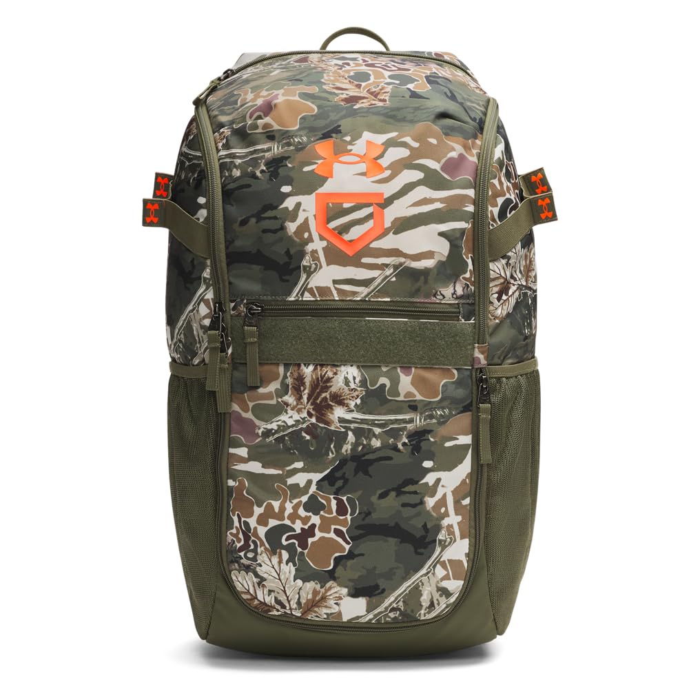 Under Armour Unisex Utility Baseball Backpack Print, (390) Marine OD Green / / Blaze Orange, One Size Fits All