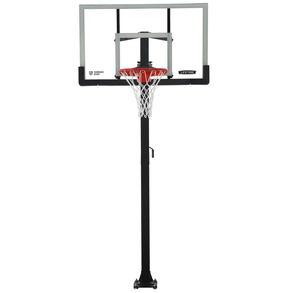 Lifetime Crank Adjust In Ground Tempered Glass Basketball Hoop, 54'', Clear