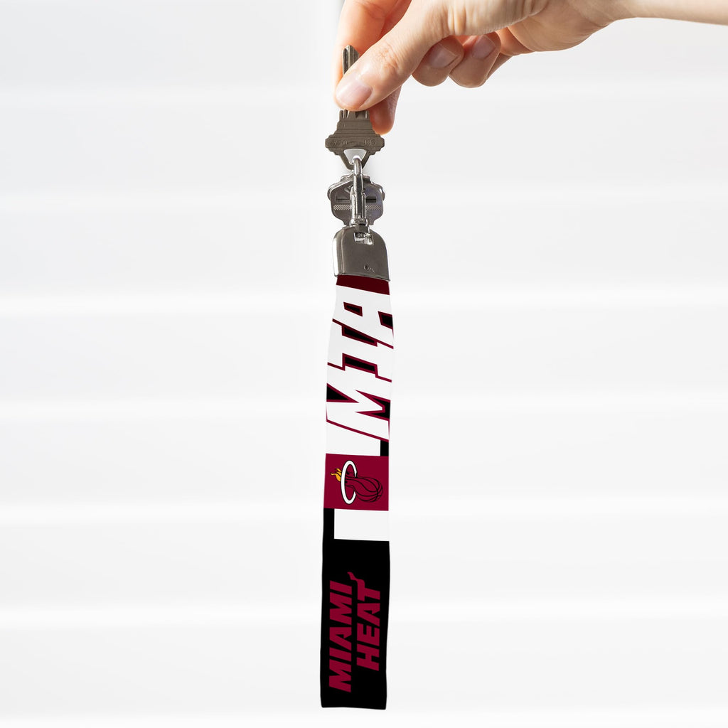 Rico Industries Nba Basketball Miami Heat Wrist Lanyard Key Chain, Cute Wristlet Strap Keychain Holder For Women Men Car Keys Id
