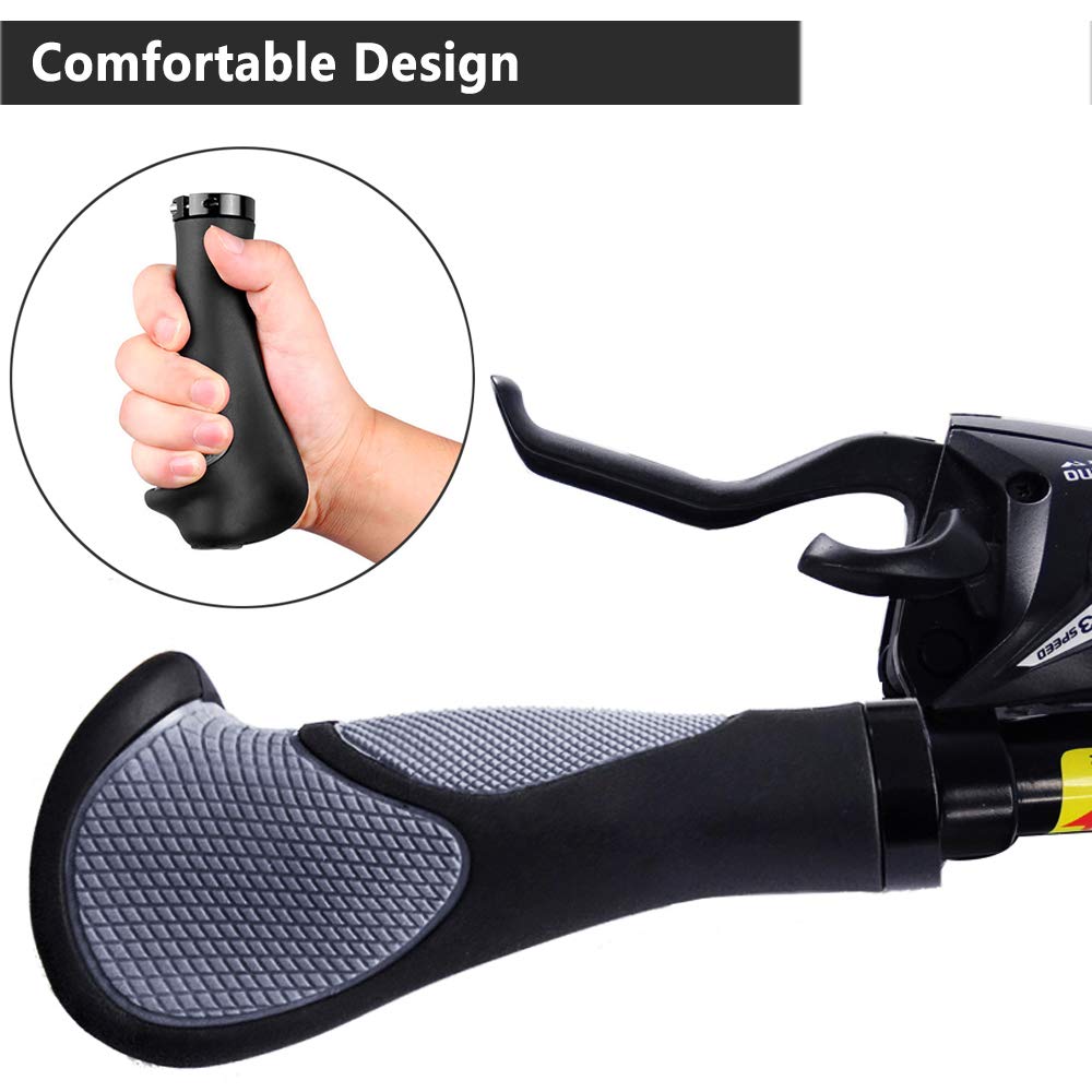 Yakamoz Bike Grips Handbars Comfort Soft Rubber Bicycle Handle Bar Grip With Anti-Slip Locking Ring Fits 22.2Mm Handlebar For Mt