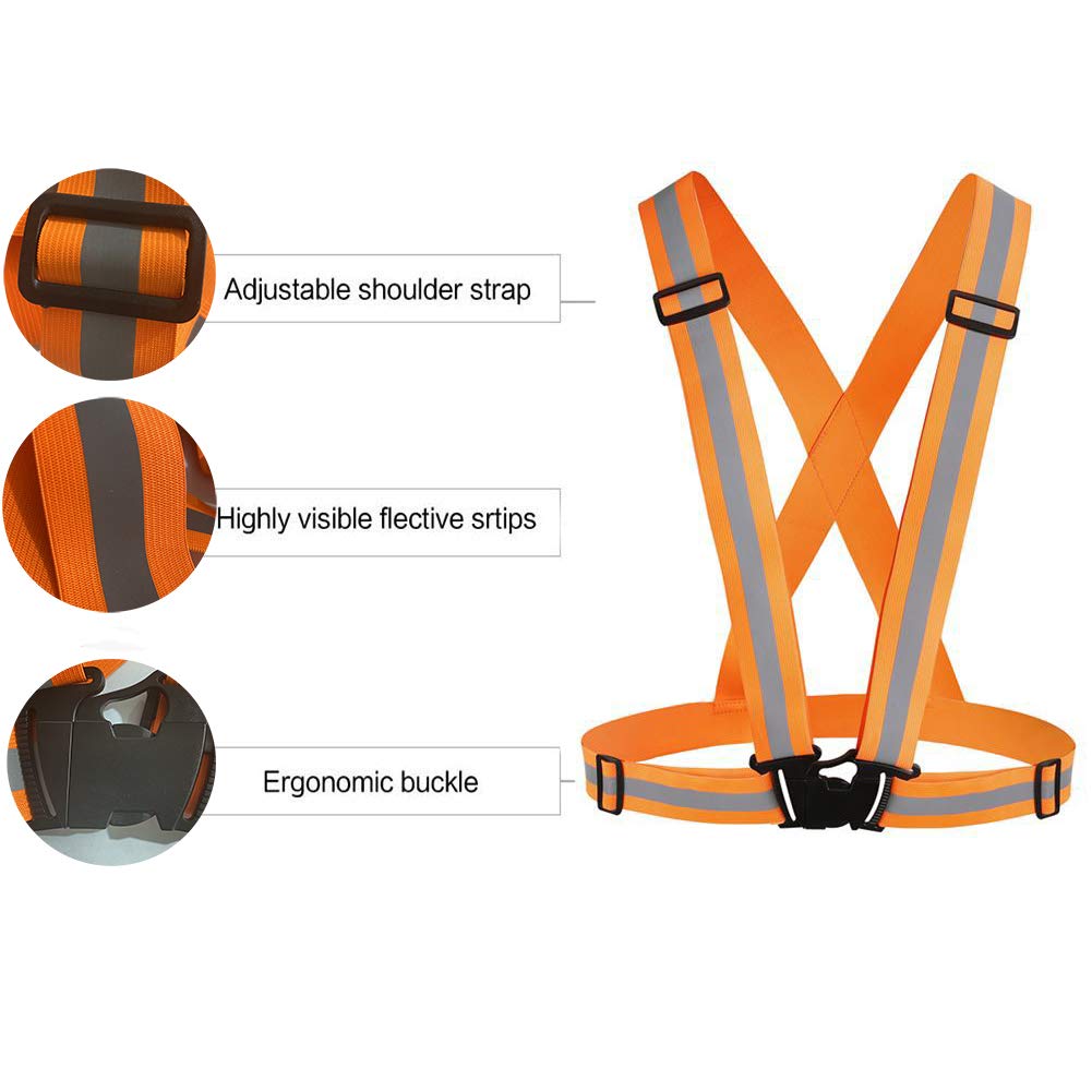 Chiwo Reflective Vest Running Gear 2Pack, High Visibility Adjustable Safety Ves For Night Cycling,Hiking, Jogging,Dog Walking (G