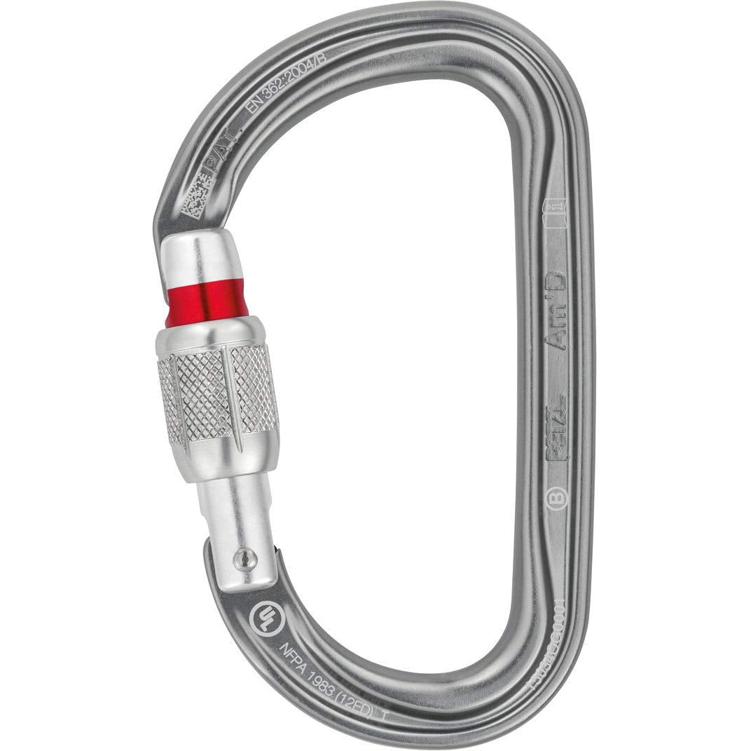 PETZL AmD Screw-Lock Carabiner (Gray, Screw-Lock)