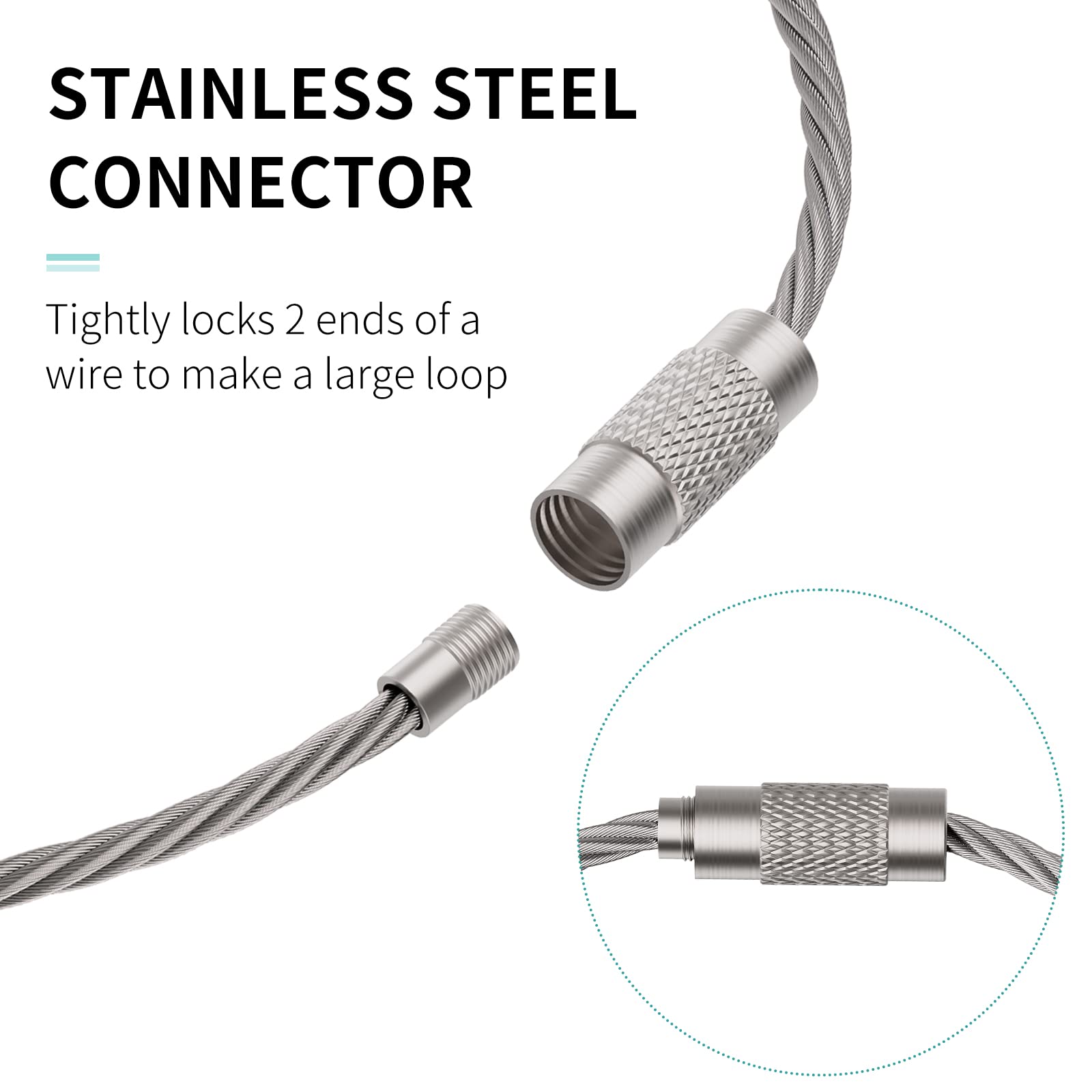 Pawfly 6 Inch Wire Keychain Cable Large Stainless Steel Key Ring Loop Holder For Outdoor Hiking Heavy Duty Connectable Luggage T