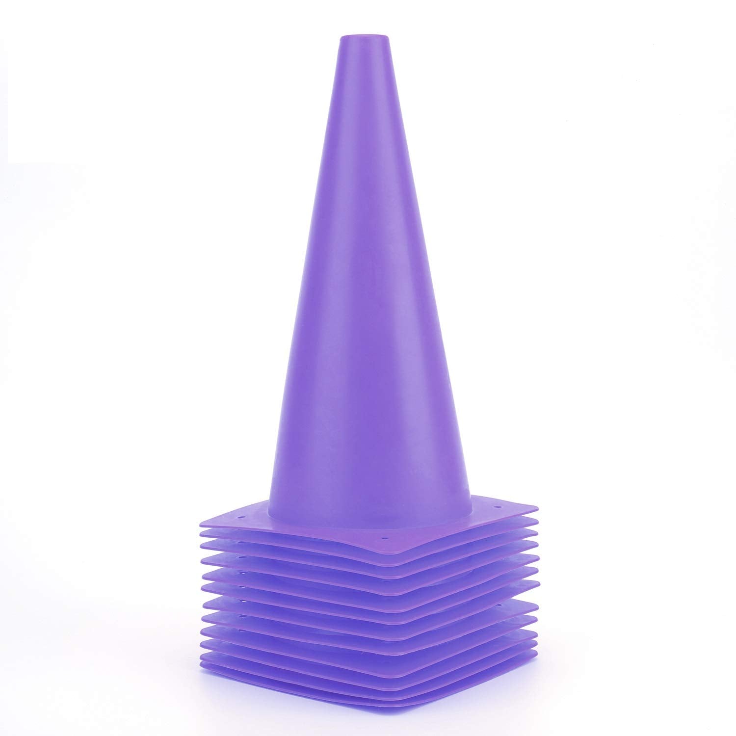 12 Inch Purple Traffic Training Cones, Plastic Safety Parking Cones, Agility Field Marker Cones For Soccer Basketball Football D