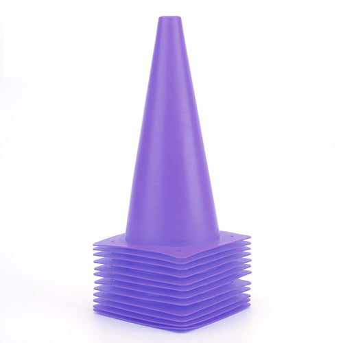 12 Inch Purple Traffic Training Cones, Plastic Safety Parking Cones, Agility Field Marker Cones For Soccer Basketball Football D