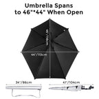 G4Free Upf 50+ Adjustable Beach Umbrella Xl With Universal Clamp For Chair, Golf Bags, Stroller, Wheelchair, Bleacher, Patio(Bla