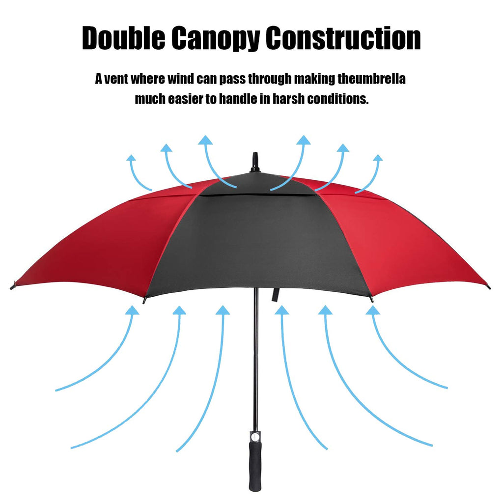 Aceiken Golf Umbrella Large 62 Inch Automatic Open Golf Umbrella Extra Large Oversize Double Canopy Vented Umbrella Windproof Wa