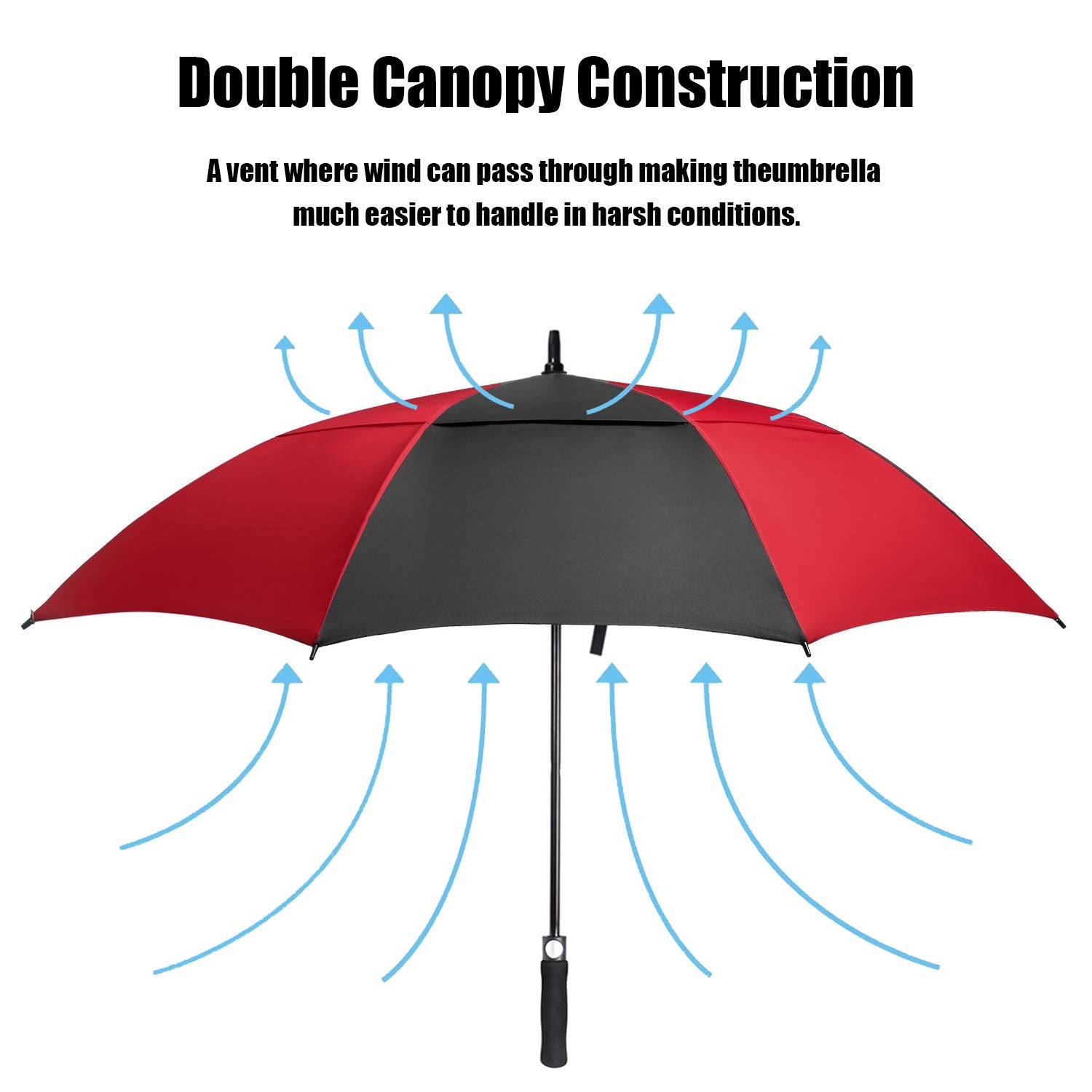 Aceiken Golf Umbrella Large 62 Inch Automatic Open Golf Umbrella Extra Large Oversize Double Canopy Vented Umbrella Windproof Wa