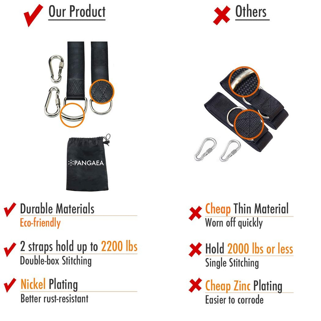 Pangaea Tree Swing Hanging Straps Kit, 5Ft10Ft20Ft30Ft, Heavy Duty Holds 2200Lbs Extra Long, With Safer Lock Snap Carabiners  Ca