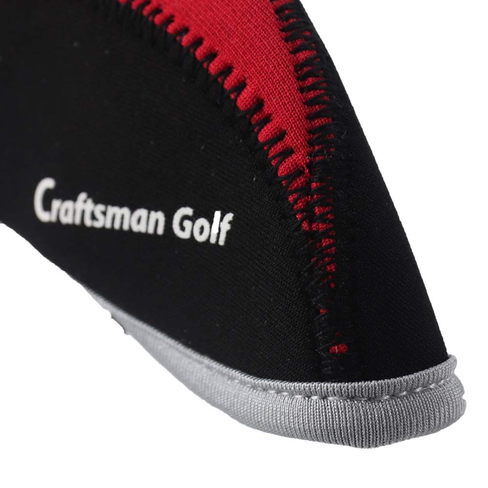 Craftsman Golf 11Pcs Multi Color Skull Golf Club Neoprene Iron Head Cover Headcover Set Protector Cases (Red & Black)
