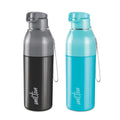 Milton Steel Convey 600 Insulated Inner Stainless Steel Water Bottle,Set Of 2, 520 Ml Each, Black, Cyan | Leak Proof | Bpa Free 