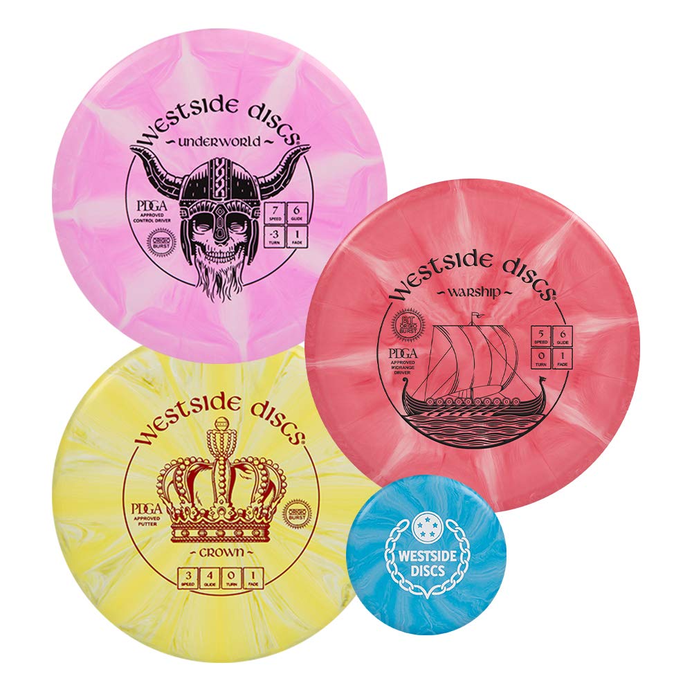 Westside Discs Three Disc Origio Burst Disc Golf Starter Set  Frisbee Golf Set  Underworld Fairway Driver  Warship Midrange  Cro
