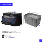 Titan Deep Freeze Cooler - 48 Can Zipperless Hardbody Cooler - Deep Freeze Insulation, HardBody Liner, and SmartShelf - Navy Blu