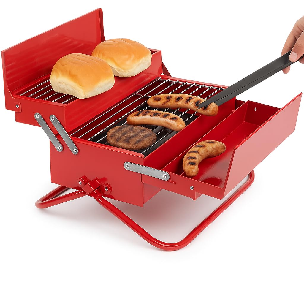 Suck Uk Portable Bbq Tool Box With Carry Handles-Perfect For Camping, Picnics And Alfresco Dining, 8.66 X 15.94 X 7.87 In, Red